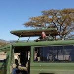 Trudy in landcruiser ngorongoro crater