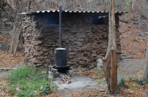 hout gestookte douche