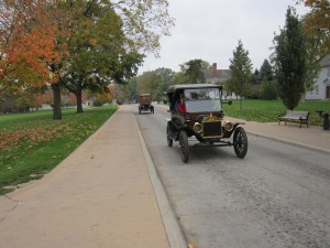 Model T's in the street