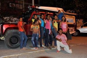 kids with landrover