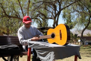 tuning the guitar