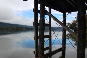 scaffolding in the lake