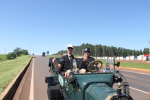 Trudy and Robert in towed Model T