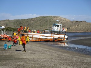 Getting of the boat