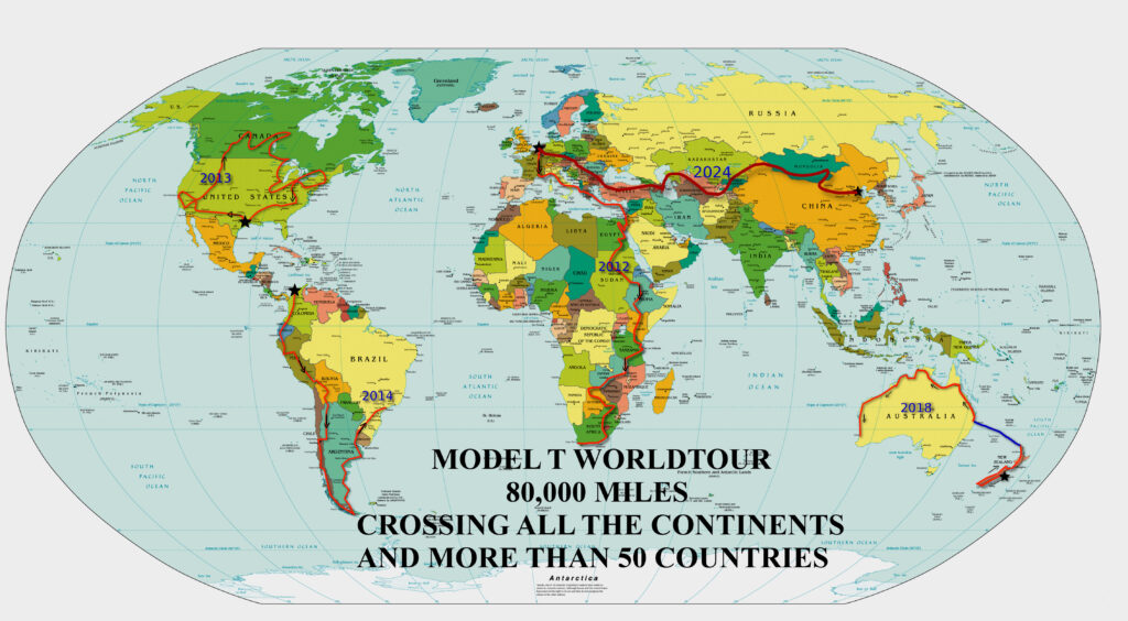 world map with route